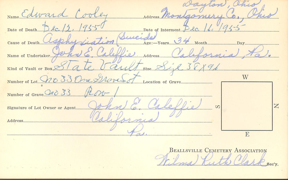 burial card